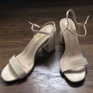 NEW! Lulus Arya Light Nude Suede High Heel Sandals